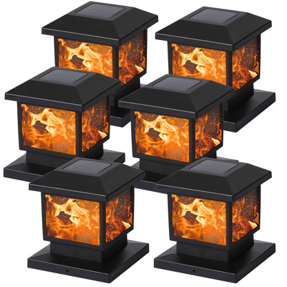 Rynx | Maggift Solar Flame Post Lights, 6 Pack Outdoor Led Cap Lights For 4X4, 5X5, 6