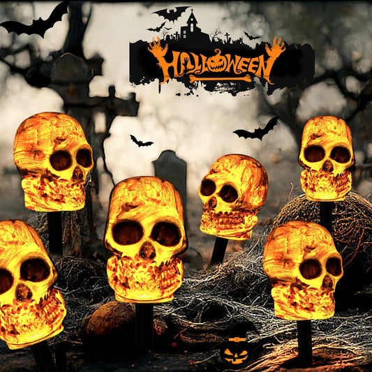 Rynx | 5 Pcs Skull Halloween Lighting, Waterproof & Battery Powered Skull Path Lights For Halloween Decorations Outdoor Garden Path Decor Garden Garden Party