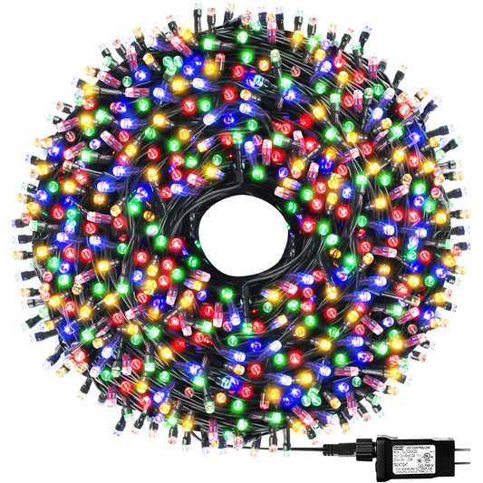 Rynx | Outylts 1000 LED 328Ft 8 Modes With Timer Christmas Light Sources Ip55 Outdoor Waterproof Ul Certified Indoor Fairy Lights Garden Patio Wedding Christmas Trees Parties Decoration Multicolor