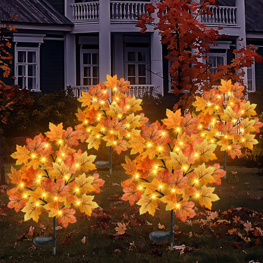 Rynx | Torontokyo 4 Pack Autumn Solar Outdoor Lights, Autumn Decor 80 Led Maple Leaves Solar Stake Lights With 8 Modes, Waterproof Autumn Garden Lights Thanksgiving Decorations For Autumn Driveway Outdoors