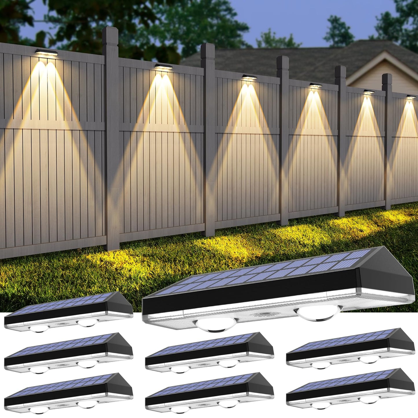 Rynx | Solar Garden Lighting, Rgb & Warm White & 6 Colors Bright Lens Led Dusk To Dawn Deck Lighting, Garden Solar Lights Outdoor Waterproof, Solar Outdoor Lighting For Backyard/Railing/Wall/Step/Patio/Pool (8Pack)