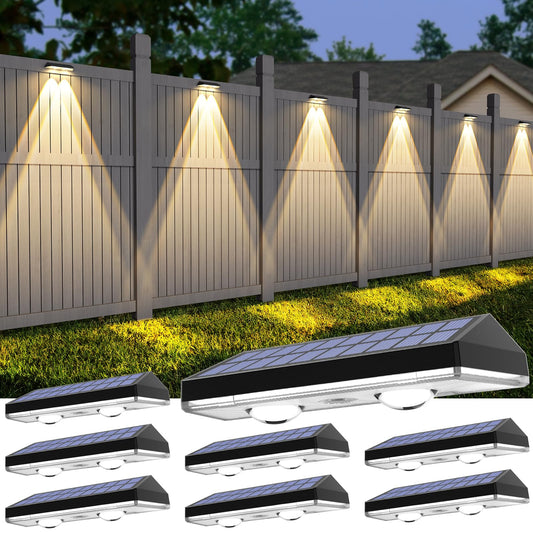 Rynx | Solar Garden Lighting, Rgb & Warm White & 6 Colors Bright Lens Led Dusk To Dawn Deck Lighting, Garden Solar Lights Outdoor Waterproof, Solar Outdoor Lighting For Backyard/Railing/Wall/Step/Patio/Pool (8Pack)