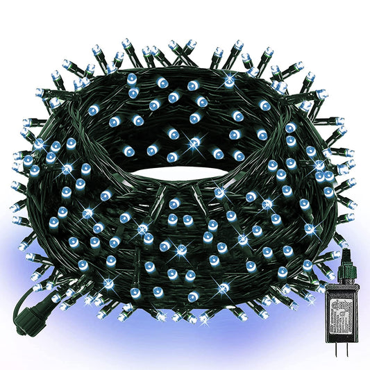 Rynx | Dazzle Bright 300 Led Christmas Light Hanger, 100 Ft Connectable Waterproof Light Chain With Green Wire And 8 Modes, Jude Decorations For Indoor Outdoor Christmas Party Garden (White)