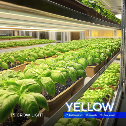 Rynx | Barrina T5 128W Full Spectrum Led Grow Lights For Indoor Plants, Yellow, 8-Pack, 3Ft