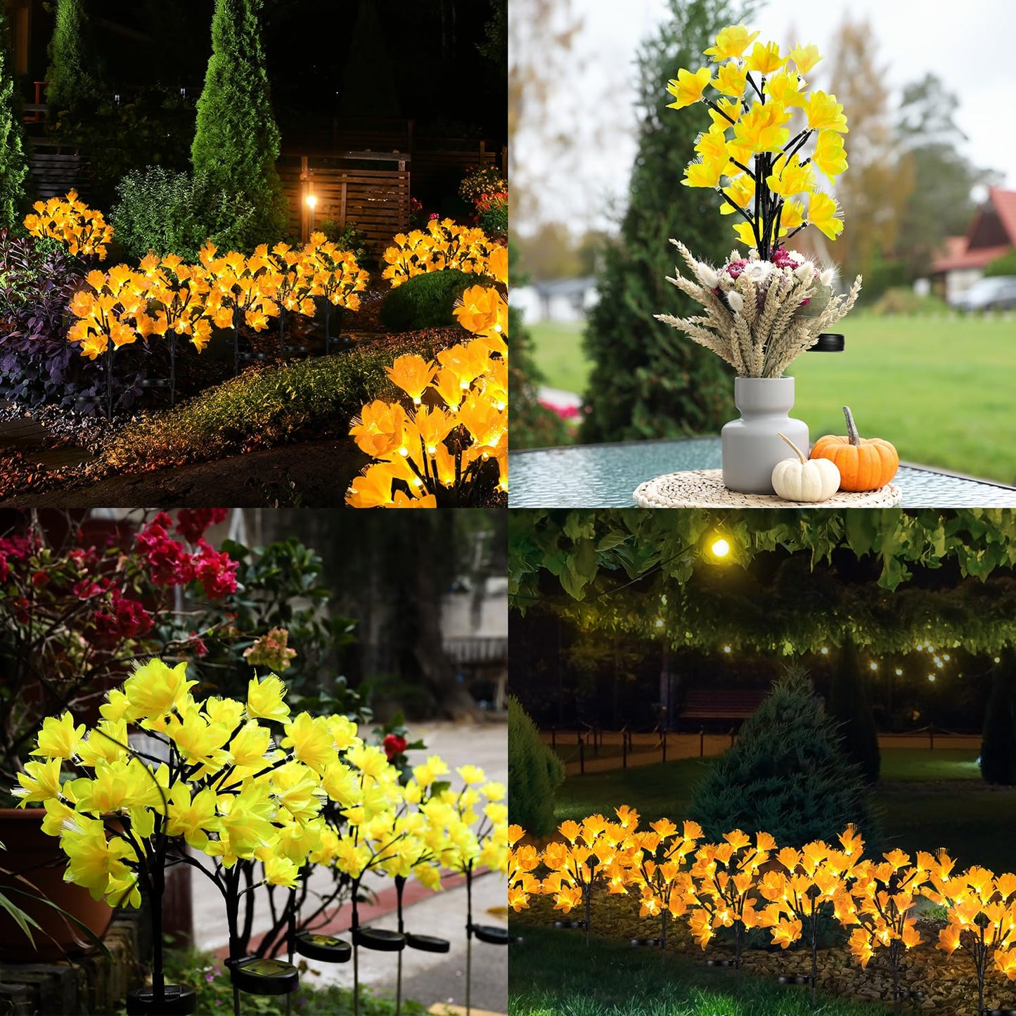 Rynx | Maggift Sunlight Outdoor Garden, 4 Pack Waterproof Led Lily Flowers, Yellow Landscape Lights
