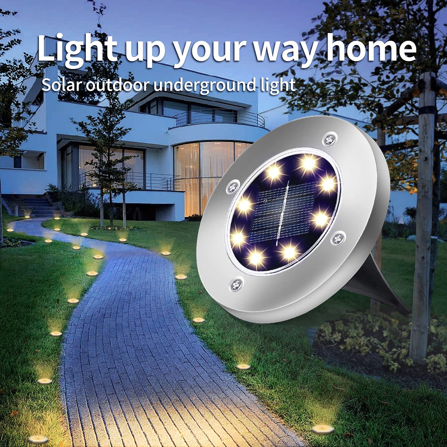 Rynx | Aogist 12-Pack Solar Lights For Outdoors, 8 Led Waterproof Outdoor Disk Lights For Garden Pathway