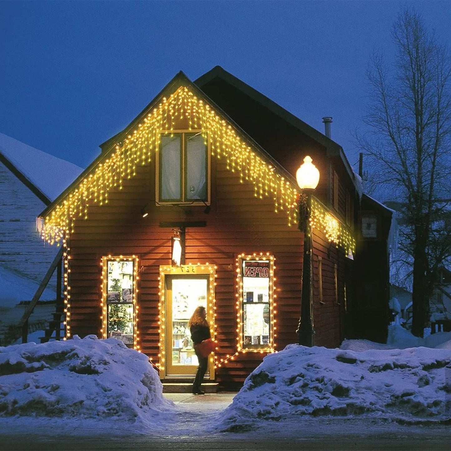 Rynx | Janchs 304 Led Solar Icicle Light - 8 Modes Waterproof Warm White Holiday Decorations