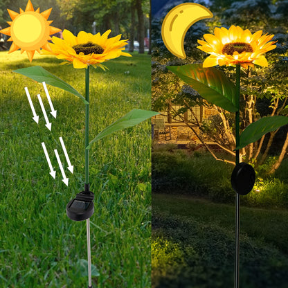 Rynx | Dazzle Bright Solar Led Sunflower Light, 2 Pack Waterproof Garden Decor For Outdoor Use