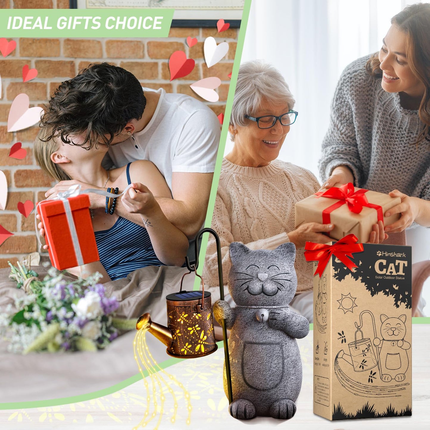 Rynx | Hinshark Solgarden Cat Statue With Kettle Light - Perfect Valentine's Day & Birthday Gifts For Cat Lovers