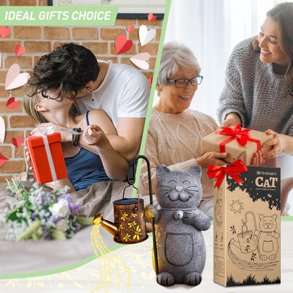Rynx | Hinshark Solgarden Cat Statue With Kettle Light - Perfect Valentine's Day & Birthday Gifts For Cat Lovers