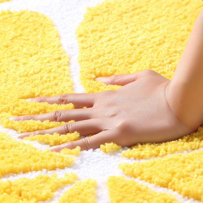 Rynx | Cute bathroom rug, lemon rug, water-absorbing non-slip rug, round lemon bathroom rug, soft machine-washable rug for bedrooms, kitchens, bathrooms, toilet floors 27.5 x 27.5 inches (Yellow)