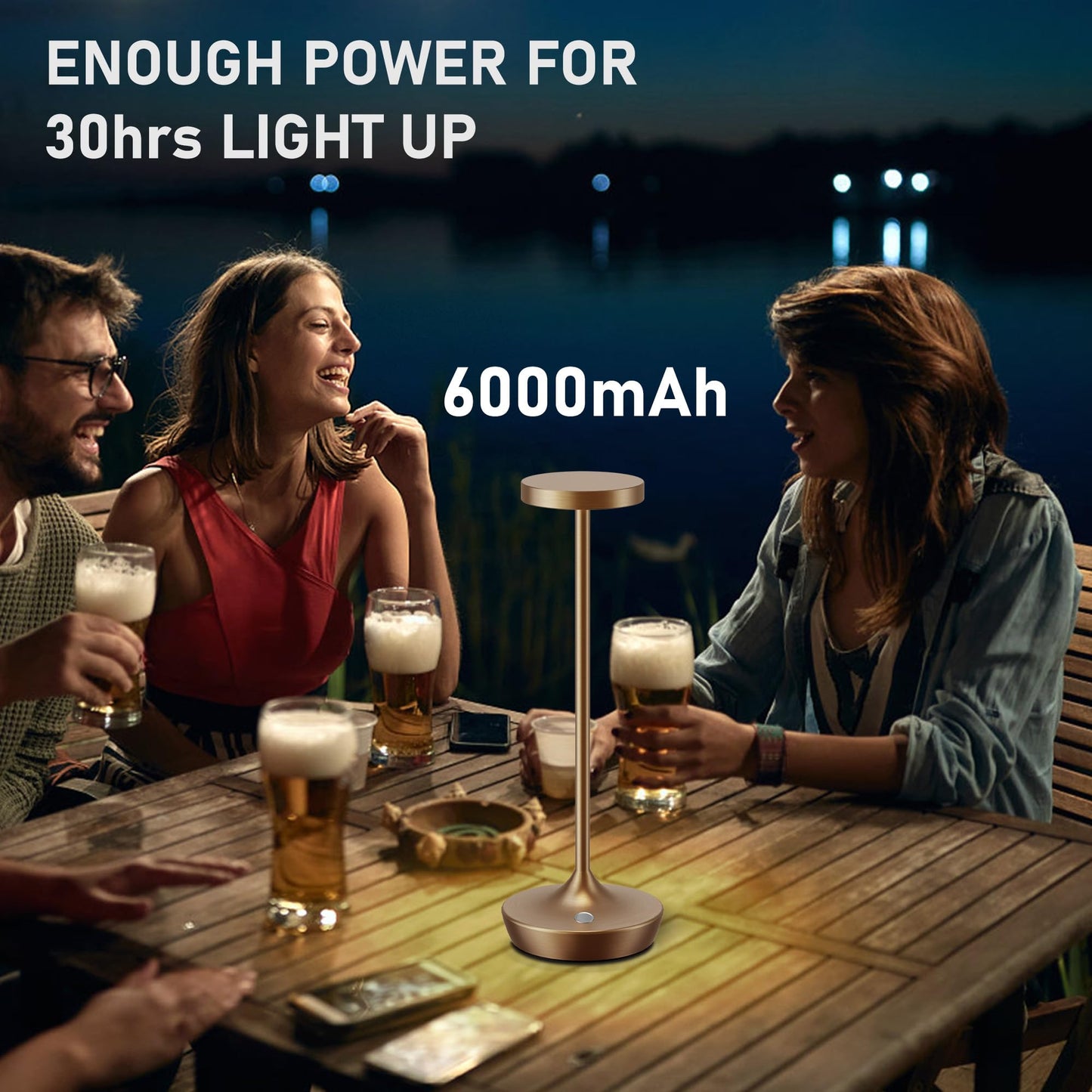 Rynx | Willdoak Wireless LED Table Lamp - 6000Mah Rechargeable, Dimmable, Waterproof, Bronze