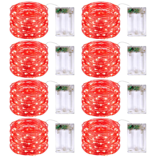 Rynx | Jmexsuss 8 Pack 50 Led Christmas Fairy Lights Battery Operated Light Strings, 16Ft Red Blinking Fairy Lights Indoor Outdoor Waterproof For Jar Bedroom Party Wedding Christmas Decorations