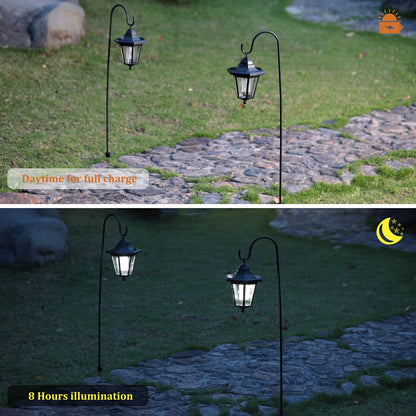 Rynx | Maggift 37.8&quot; Solar Garden Light - Cold White Hanging Lantern with 2 Sheep Rods, 2 Pack