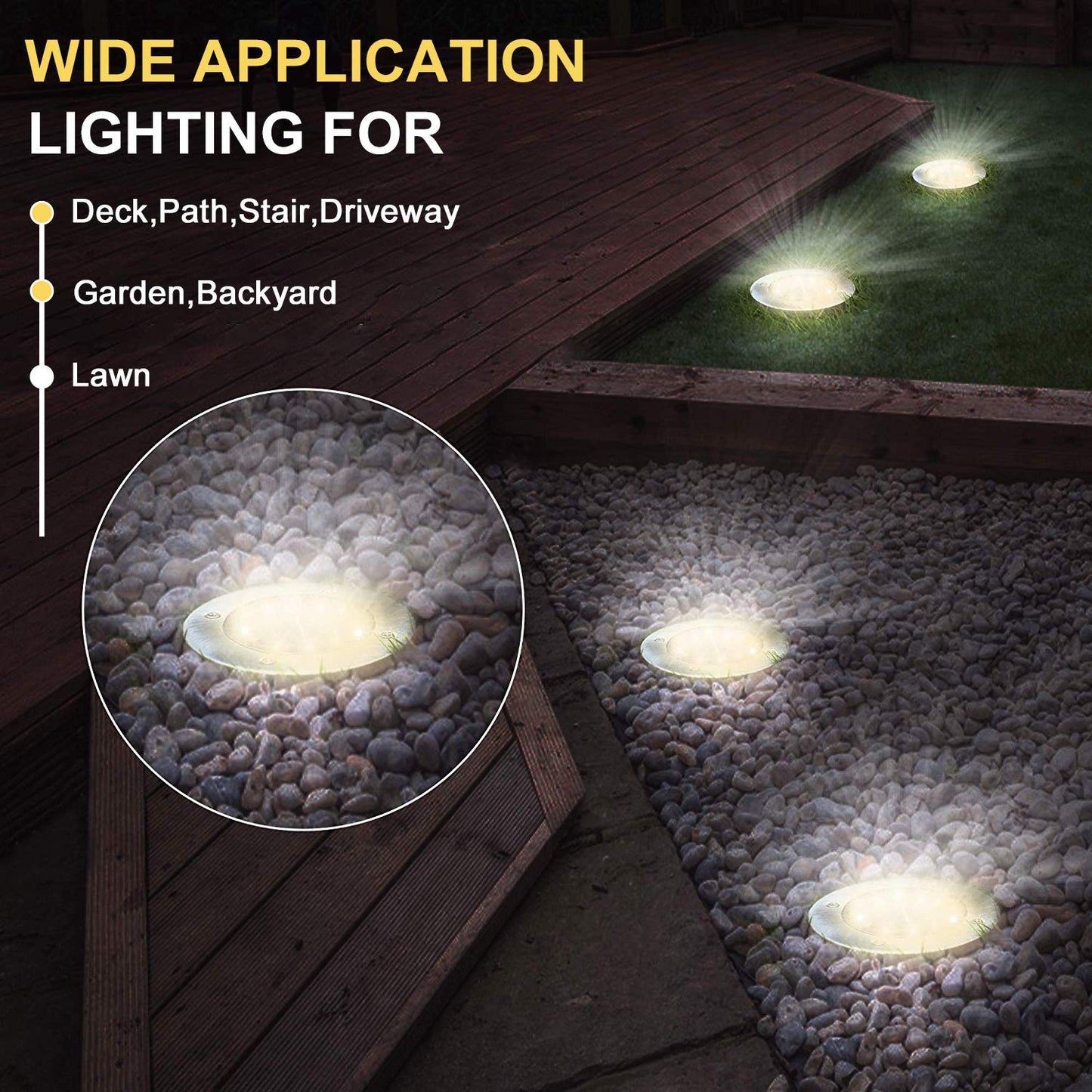 Rynx | Aogist 8 Pack Sunlight, Warm White Led Garden Disk Lights For Outdoor Path