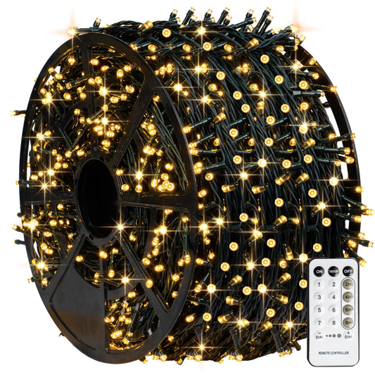 Rynx | Tw Shine 1000 Led Christmas Lights, 328Ft Warm White Light String With Remote Control, 8 Modes