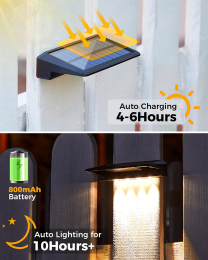 Rynx | Luhlee Solar Garden Lighting, 4 Pack Waterproof Warm White Outdoor Wall Deck Lighting