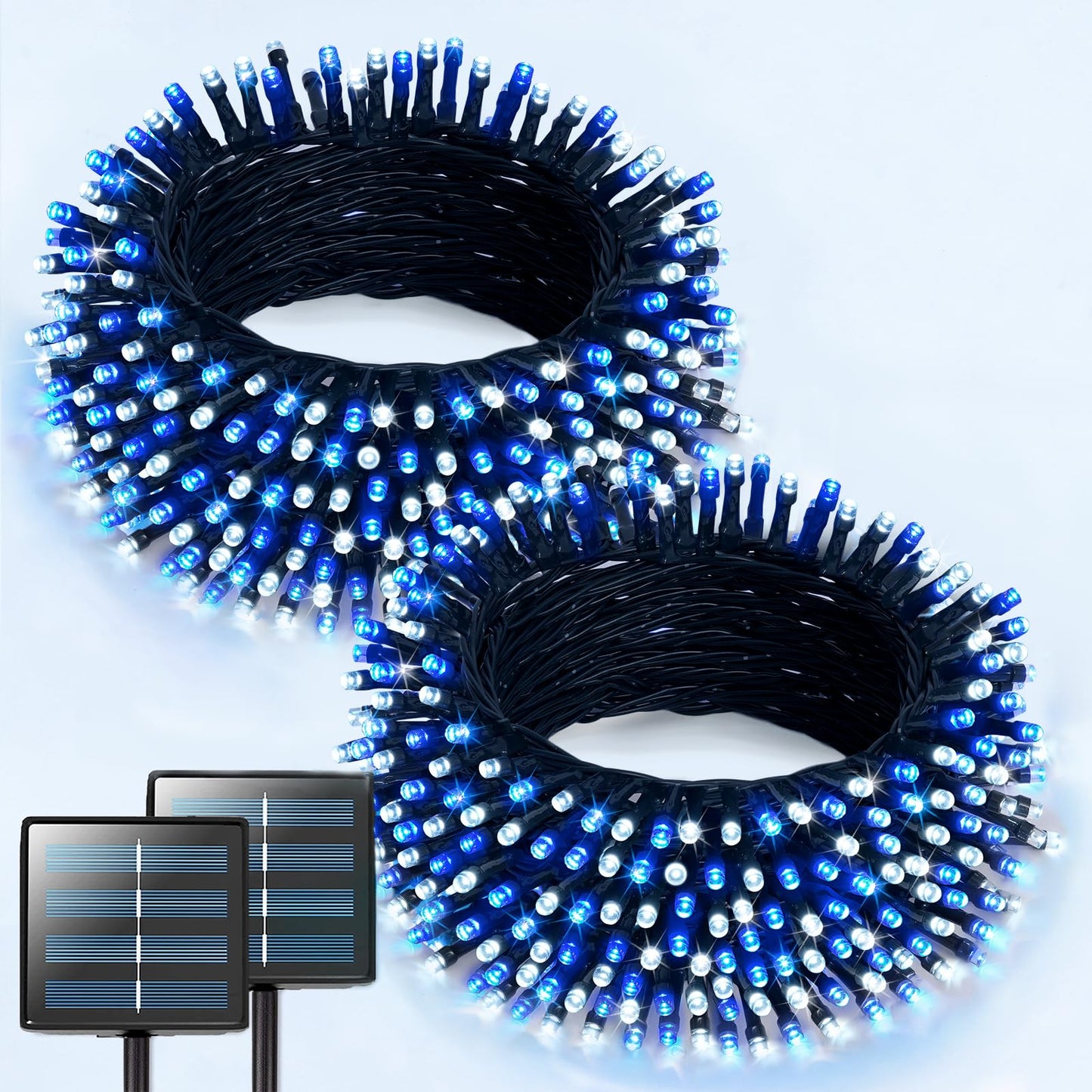Rynx | Jmexsuss 2 Pack Blue And White Solar Christmas Lights, Total 400 Led 46M Solar Light String Outdoor Waterproof, 8 Modes Solar Lights For Outdoor Tree Terrace Christmas Decorations