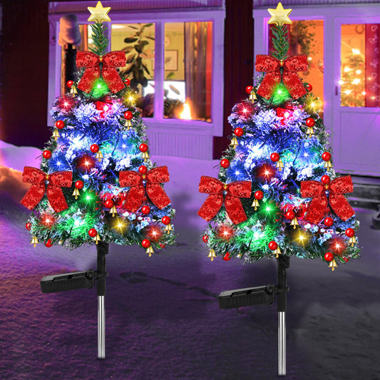 Rynx | Mukum 2 Pack 32 Inch Solar Xmas Tree Lights Outdoor Tree With 20 Led Lights Waterproof Christmas Path Lights Solar Christmas De