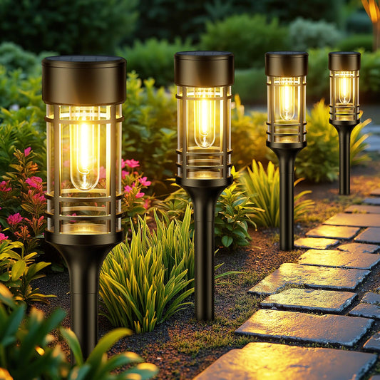 Rynx | Letmy solar lights outdoor, 12 pack solar lights outdoor waterproof Ip65, bright solar garden lights outdoor, automatic on/off