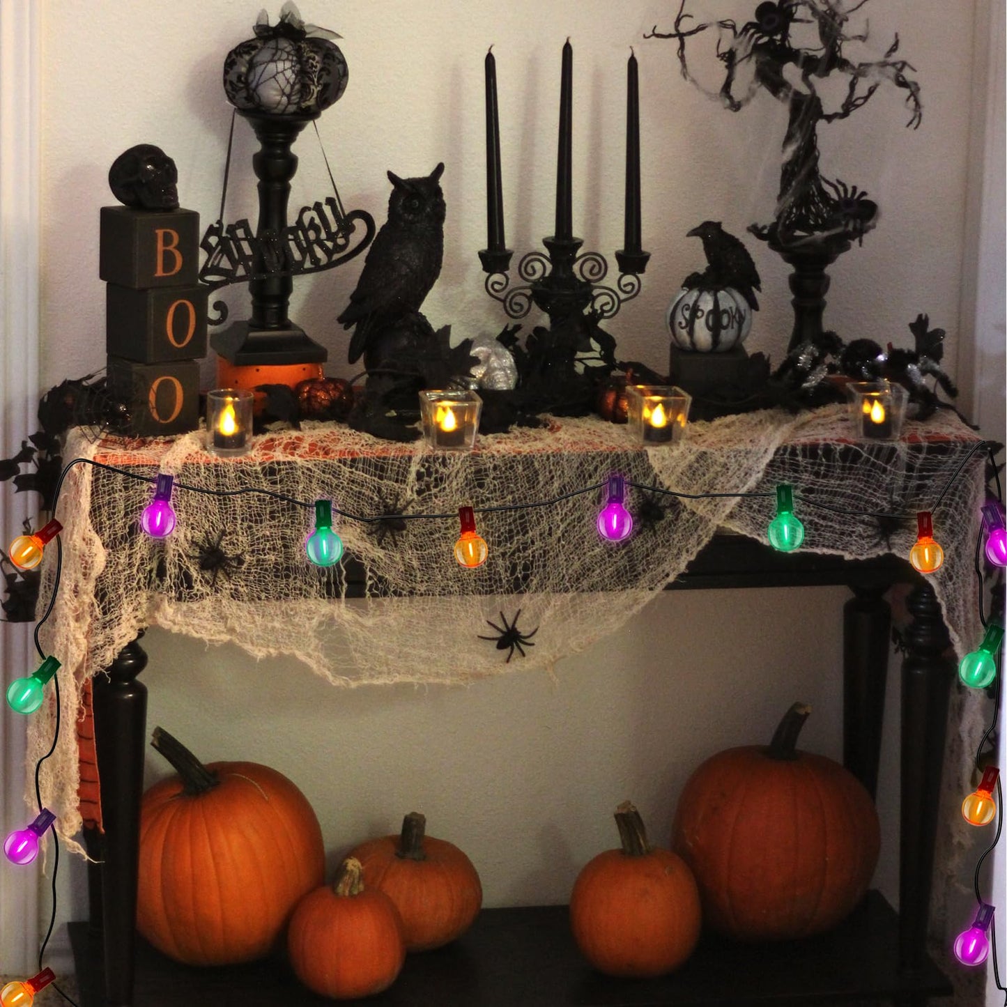 Rynx | Sunsgne 25Ft Globe Outdoor Halloween String Lights - 27 Shatterproof Led In Orange Green Purple