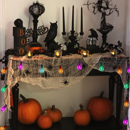 Rynx | Sunsgne 25Ft Globe Outdoor Halloween String Lights - 27 Shatterproof Led In Orange Green Purple
