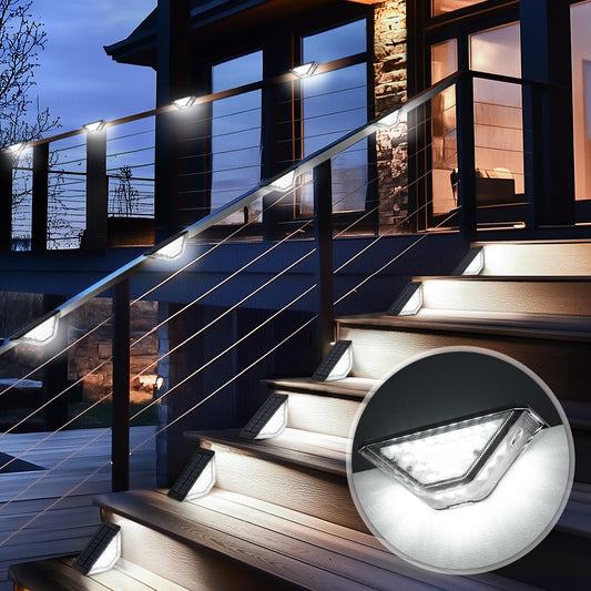 Rynx | Solpex Solar LED Landscape Lighting Outdoor, Solar Step Lights For Outside, Two-Sided Fence Lighting With 33 LEDs, Waterproof IP65 For Garden, Fen