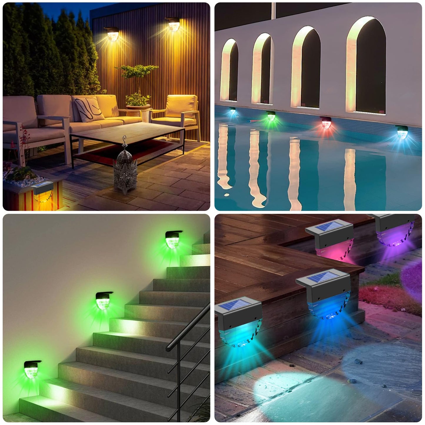 Rynx | Sunjoyco Solar Deck Light - Waterproof Outdoor Step and Railing Light For Garden, Porch, Pool