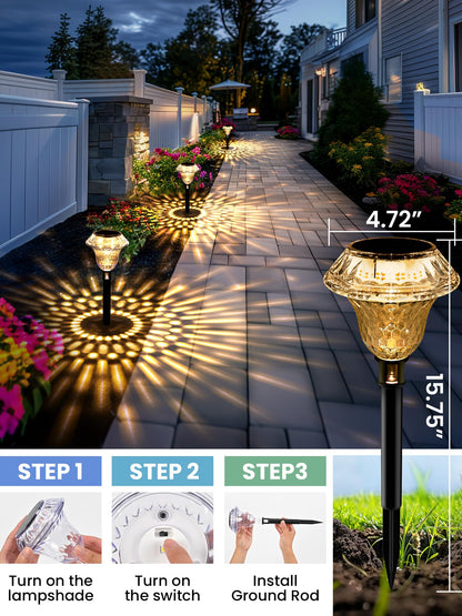 Rynx | Solpex Solar Street Light, 8 Pack Waterproof Outdoor Garden Decor, Warm White Landscape Lighting