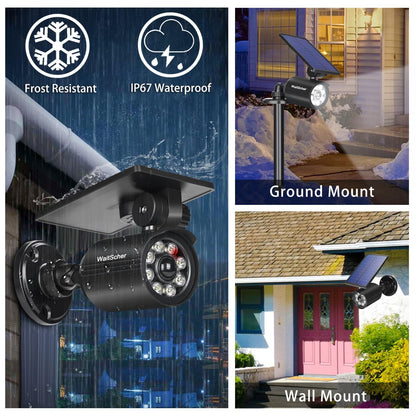 Rynx | Waitscher Solar Cell Motion Sensor Light - 1200Lm Waterproof Fake Camera For Outdoor Security (2Pack)