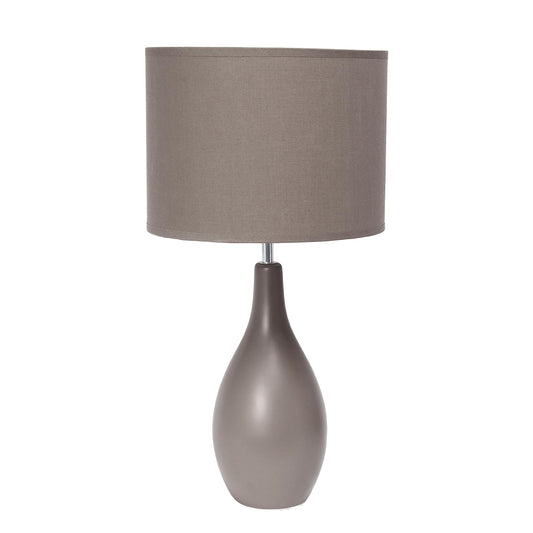 Rynx | Simple Design Lt1152-Gry Traditional Oblong Ceramic Table Lamp For Living Room, Bedroom, Office, Entrance, Reading Nook, Gray