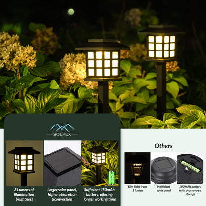 Rynx | Solpex 16 Pack Solar Outdoor Lighting - Waterproof Garden Path Lighting (Warm White)