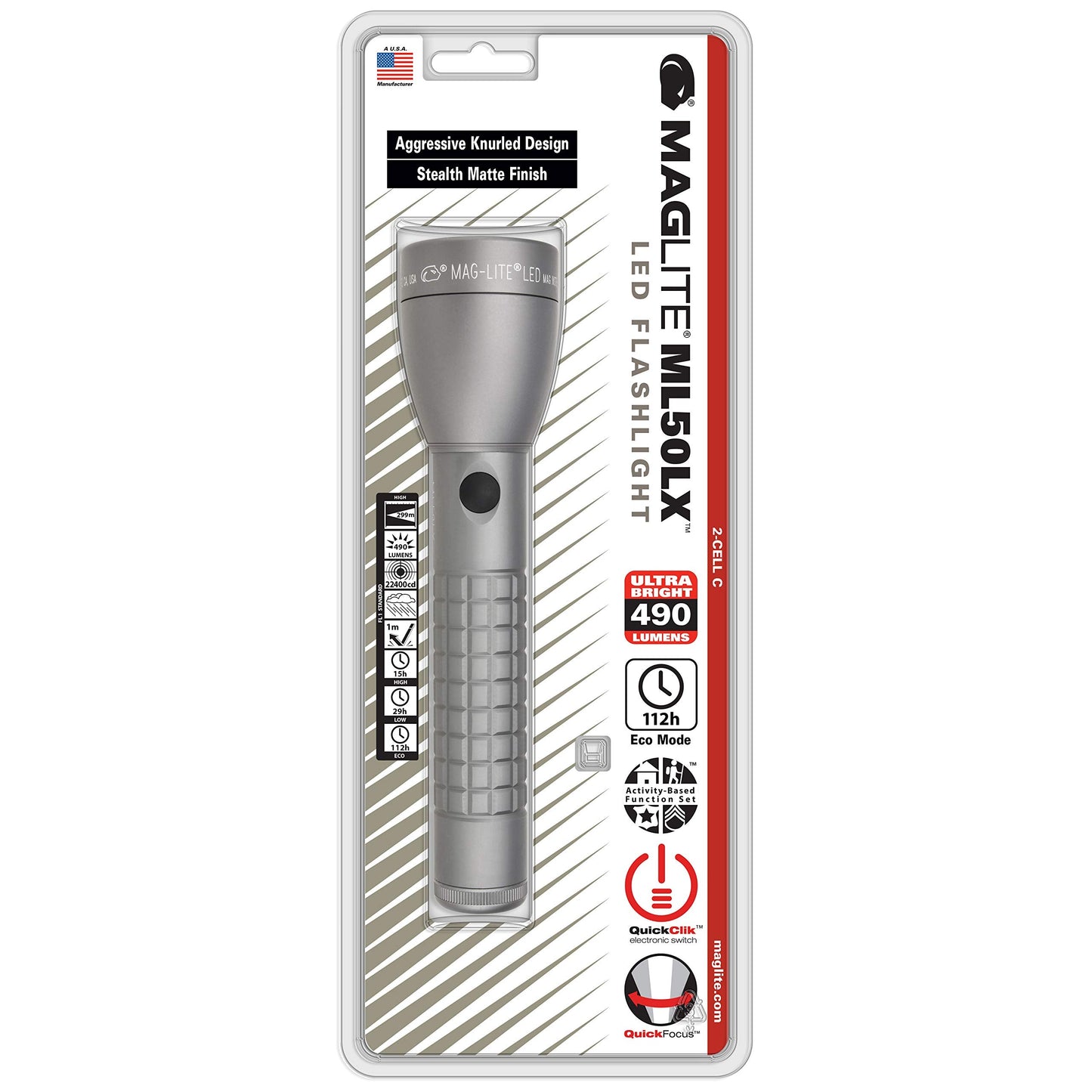 Rynx | Maglite Ml50Lx Led Flashlight - 2-Cell Urban Gray Aluminum, Durable & Brightness