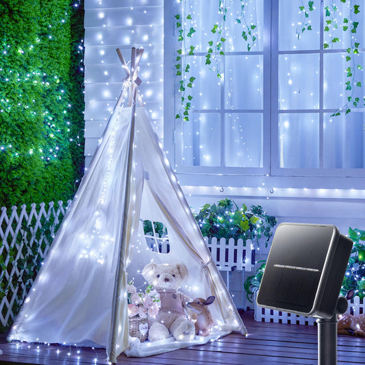 Rynx | Minetom Solar String Lights, 4 Packs Total 132Ft 400 Led Solar Fairy Lights, Waterproof Solar Lights For Patio Garden Tree Wedding Christmas, Pure White