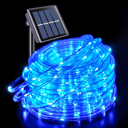 Rynx | Jmexsuss 200 Led Solar Sail Light, Ip 65 Waterproof Led Sail Light Outdoor With 8 Modes, 66Ft Pvc Tube Solar Christmas Fairy Lights For Christmas Trampoline Fence Garden Pathway Trail Garden (Blue)