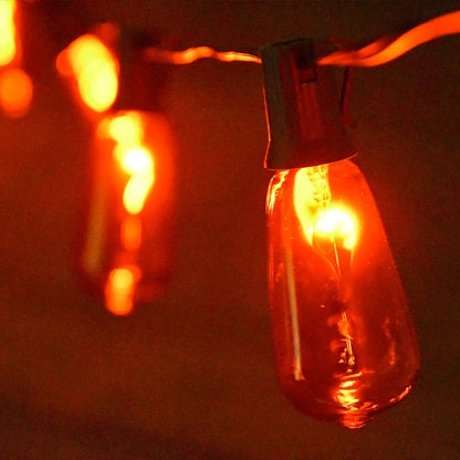 Rynx | Cbebew 10Ft Halloween Flickering Flame Light Strings, 10 Orange Edison Bulbs For Outdoor Decoration