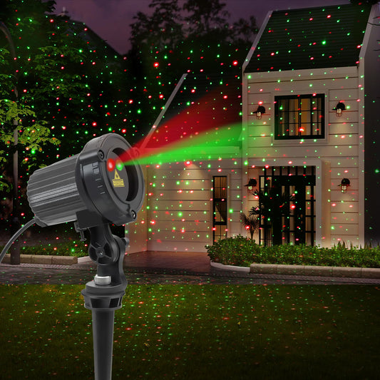 Rynx | Sunfucan Laser Christmas Projector Light Outdoor, Outdoor Garden Laser Light, Landscape Light With Red And Green Stars, Ip65 Waterproof, Cold Resistant. Suitable For Holidays, Parties, Garden Decorations