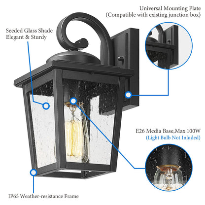 Rynx | Luminzone Waterproof Outdoor Wall Lamps, Frosted Glass, Small Aluminum Wall Lamps For Veranda & Patio