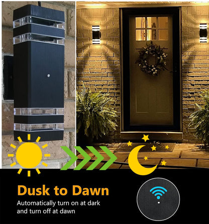 Rynx | Tewei Dusk To Dawn Black Outdoor Wall Lights, Waterproof LED Wall Lamp, 3000K, 2-Pack