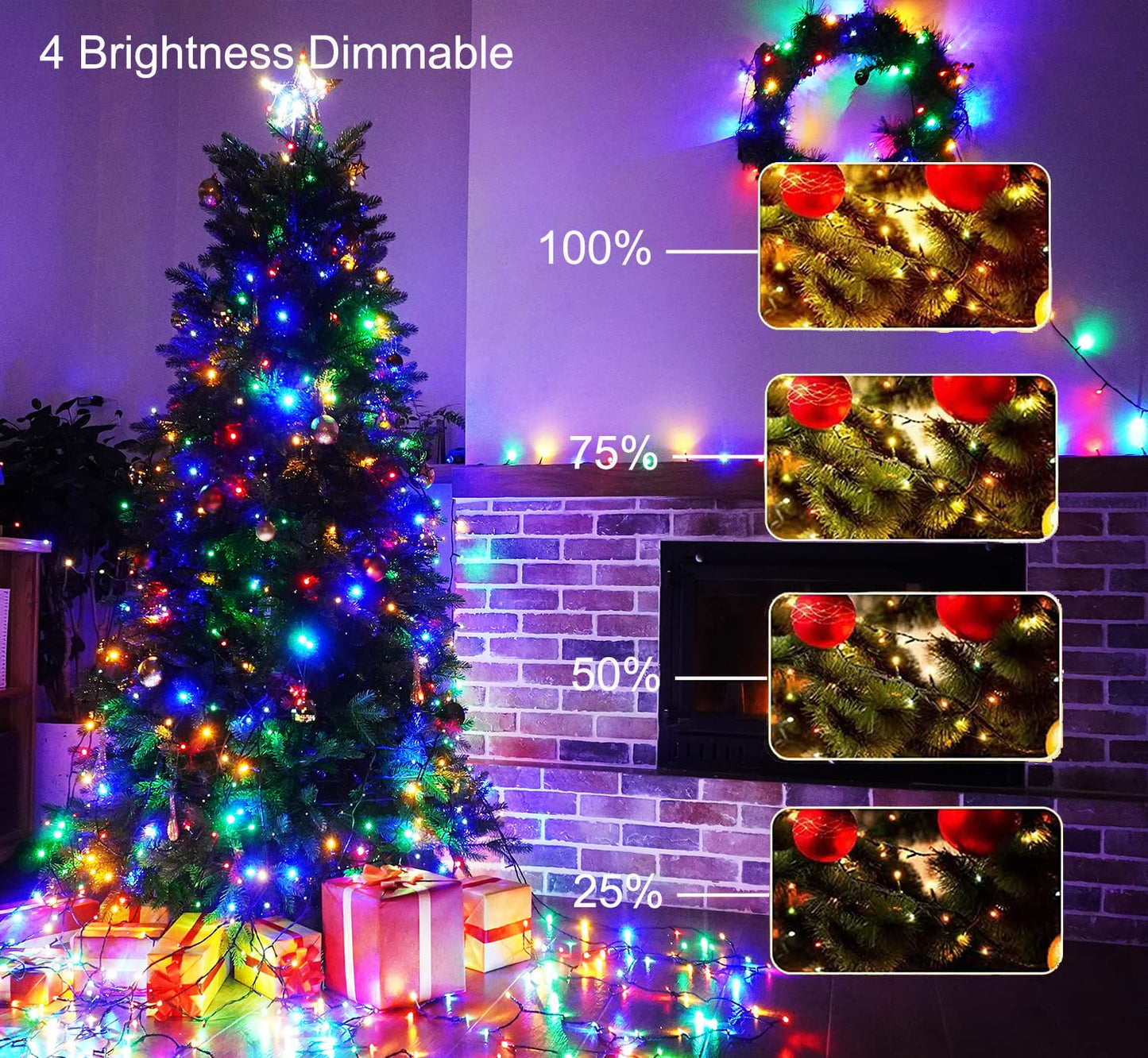Rynx | Lyhope 98.4Ft 300 Led Christmas Lights, Warm White & Multi Color, Remote Control 11 Modes For Outdoor/Indoor