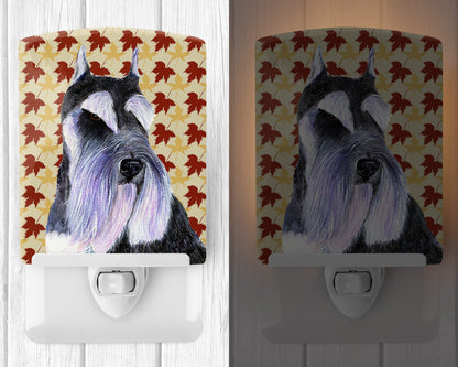 Rynx | Schnauzer Night Light, Ceramic, 6X4X3, Autumn Leaves Design, Ul-Certified