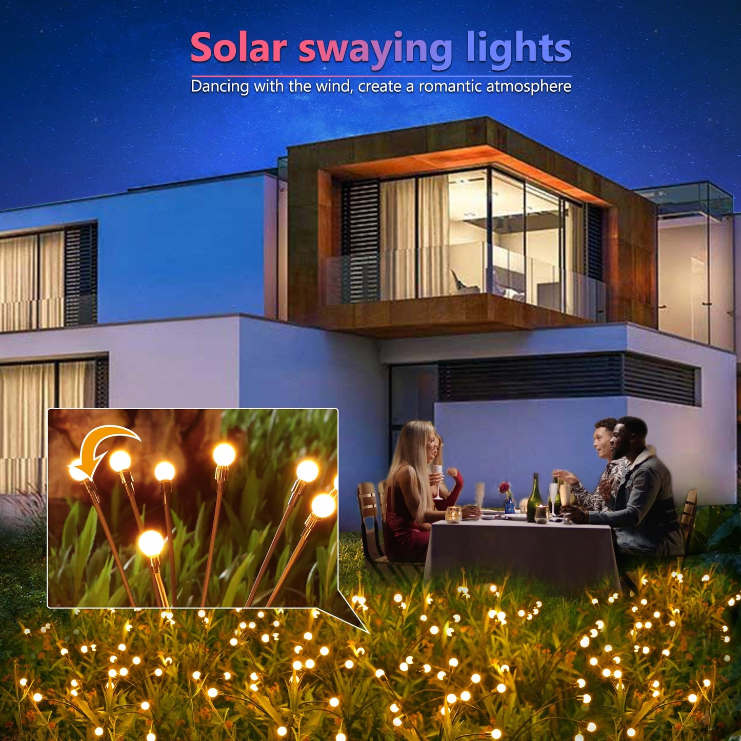 Rynx | Brizled Solar Garden Lighting, 4 Pack Warm White Led, Waterproof Swinging Decorative Lights