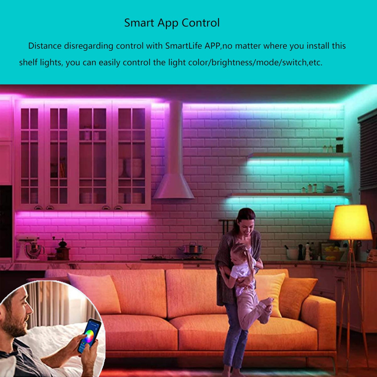 Rynx | Lampaous Led Cabinet Lighting Rgb Light Bar, Dimmable Connectable Shelf Lighting, 6 Pack
