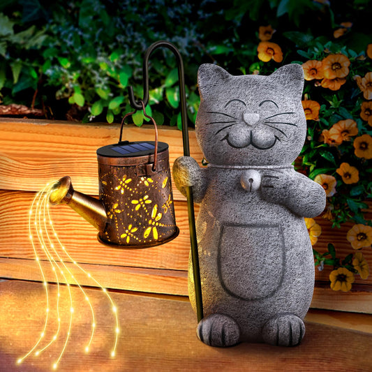 Rynx | Hinshark Solgarden Cat Statue With Kettle Light - Perfect Valentine's Day & Birthday Gifts For Cat Lovers