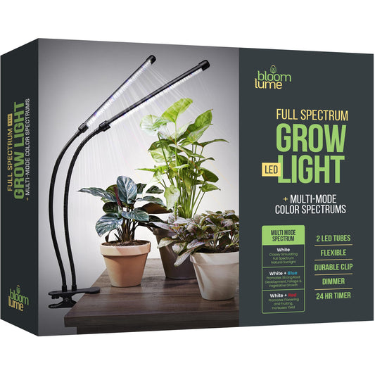 Rynx | Bloom Lume Led Grow Light For Indoor Plants Full Spectrum - Has Multiple Mode Color Spectrum, Dimmable, Automatic Timer, Clip On Goose Neck Lamp