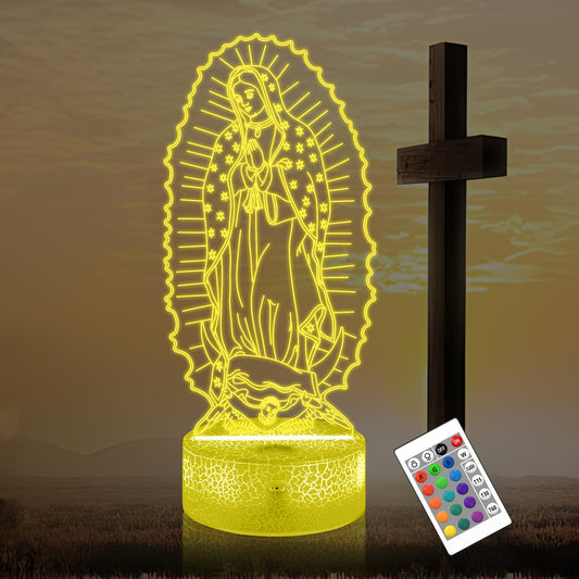 Rynx | Okiyid Catholic gifts for women, Virgin Mary 3D illusion lamp LED night light for Catholic decor, unique religious Christian bel