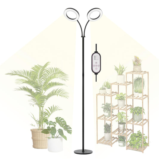 Rynx | Geciliaoran Growth Light For Indoor Plants, Full Spectrum Led Halo Grow Light With Stand, Floor Standing Grow Lamp With Adjustable Height, Automatic Timer For Tall Large Plants