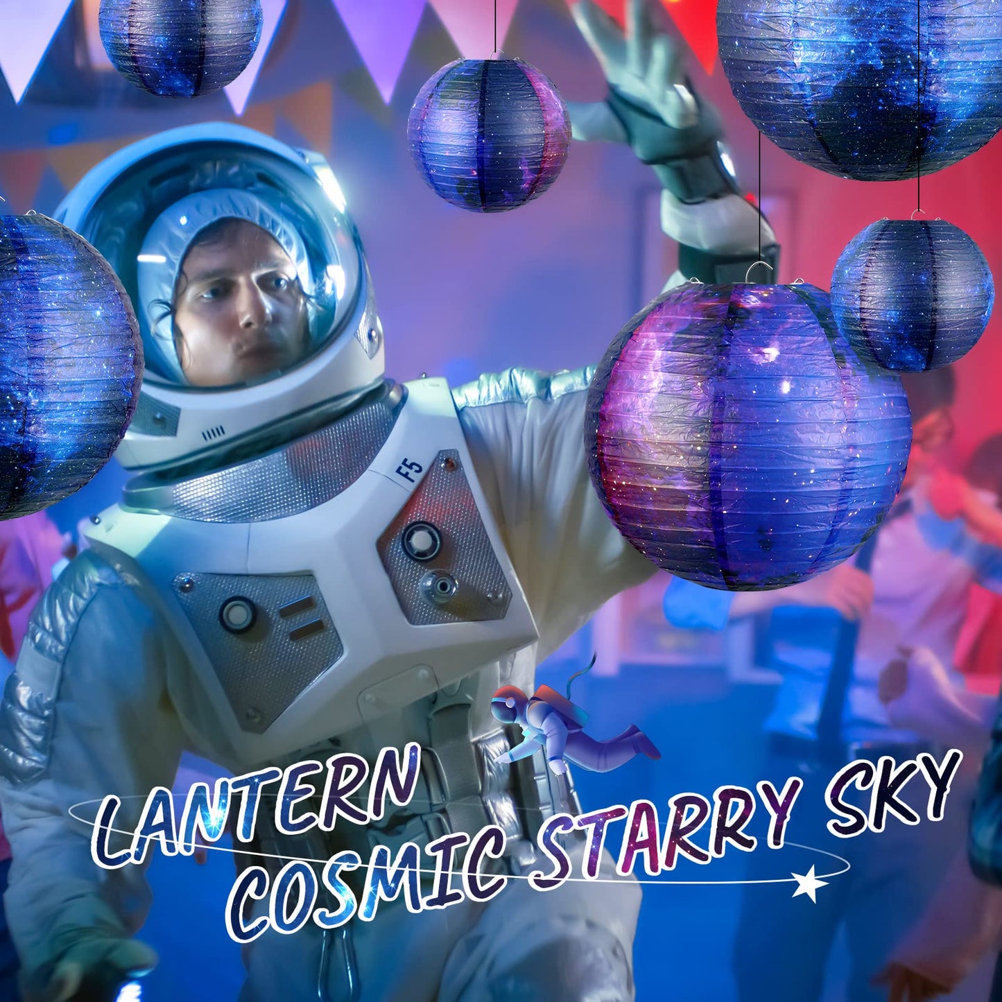 Rynx | Hortsun Galaxy Print Paper Lanterns - 10 Pack, Space Theme, 12&quot;/6&quot; Hanging Decor For Parties