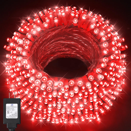Rynx | Knonew Outdoor Christmas Lights 500 Led 197Ft Light String 8 Modes & Memory Fairy Lights Plugs In Waterproof Led Light String For Christmas Garden Tree Wedding Party Holiday Decor (Red)