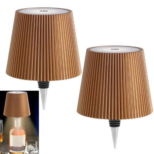 Rynx | Aimars Thread Lamp for Bottles, LED Wine Bottle Light Rechargeable Bottle Lights, Stepless Dimming Table Lamp with 3 Color Temperatures for Bedroom/Restaurants/Bars/Outdoor Dining (Gold Stripe-2P)